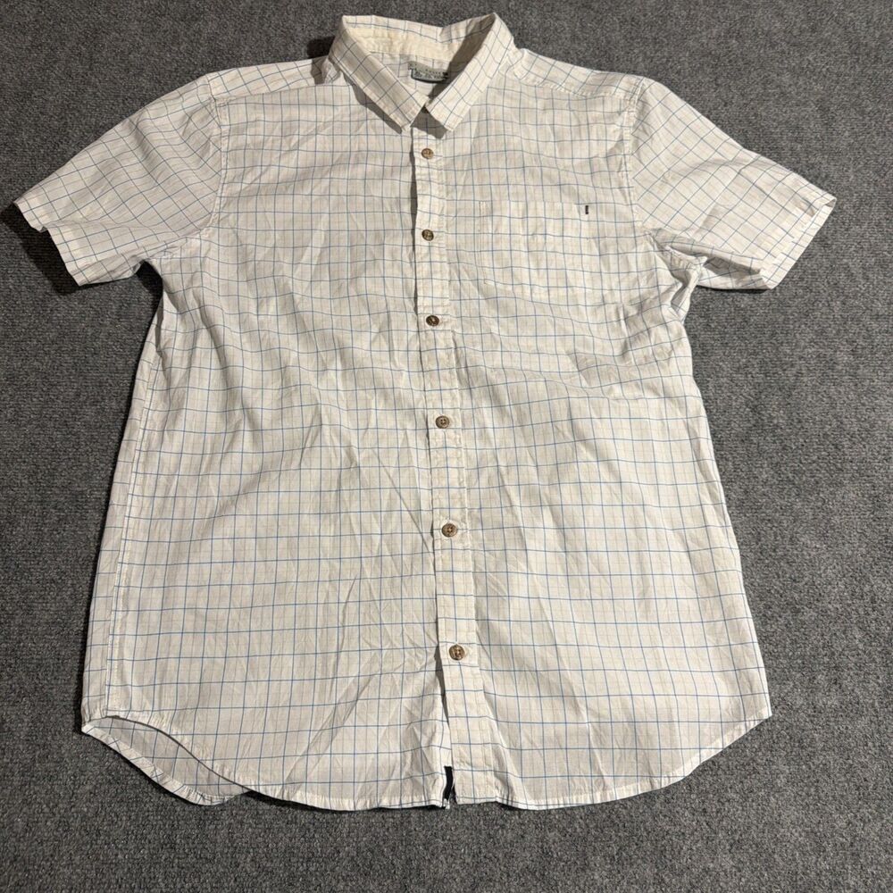 Vtg Rusty Shirt Mens XL White Tattersall Check Short Sleeve Button Front Y2K